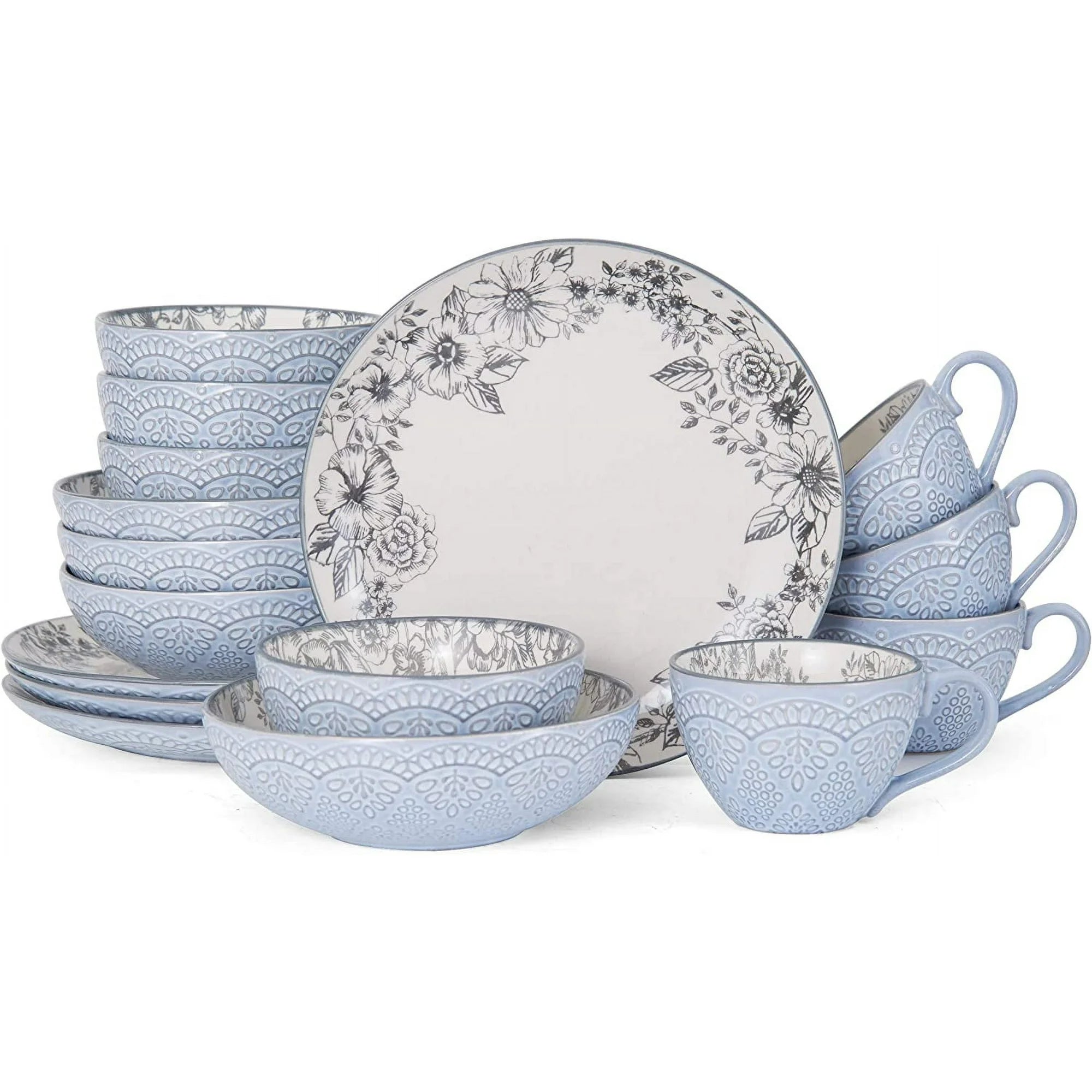Gabriela Gray 16-Piece Stoneware Dinnerware Set, Service for 4 - ,Gabriela Grey