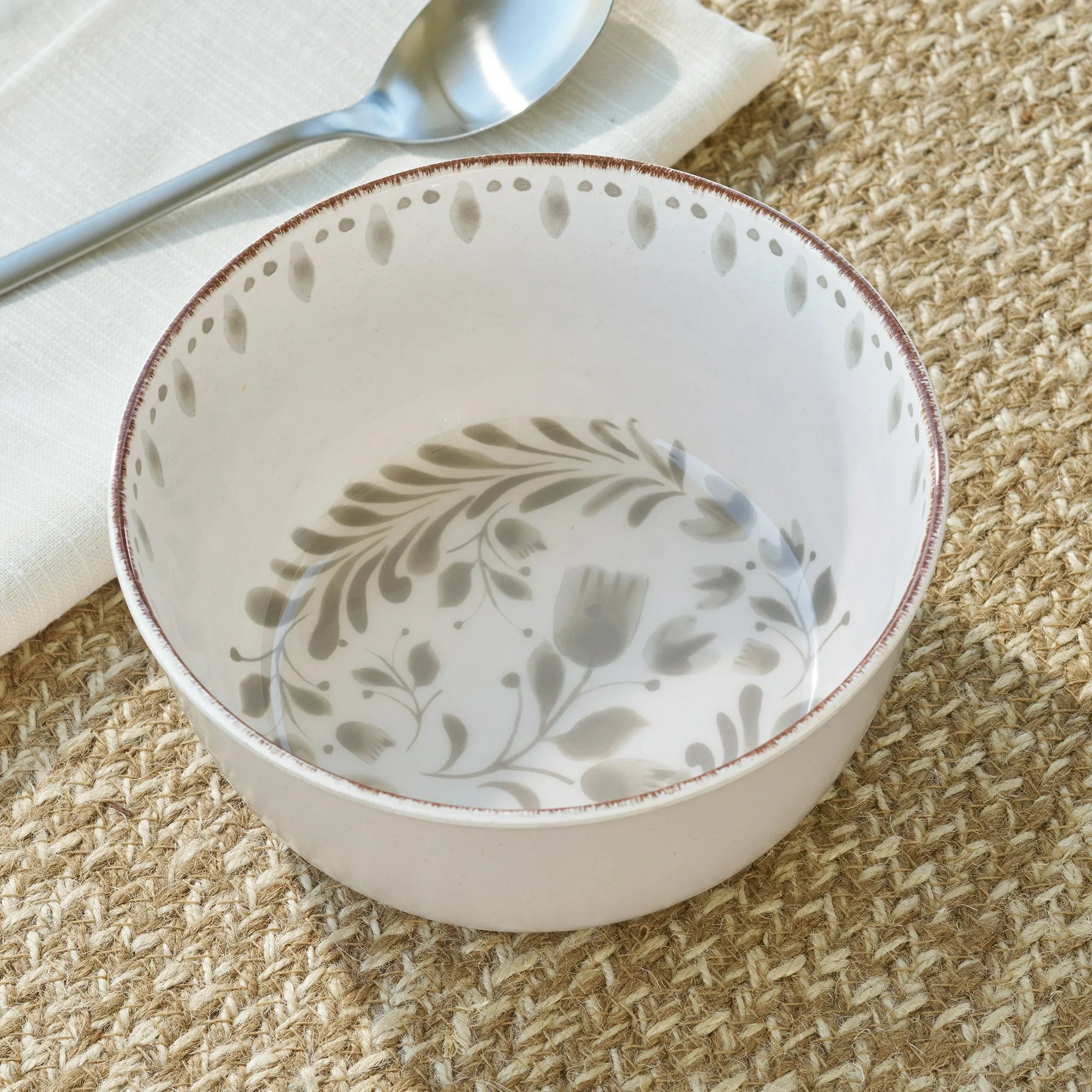 12-Piece Bamboo Melamine Dinnerware Set, Grey