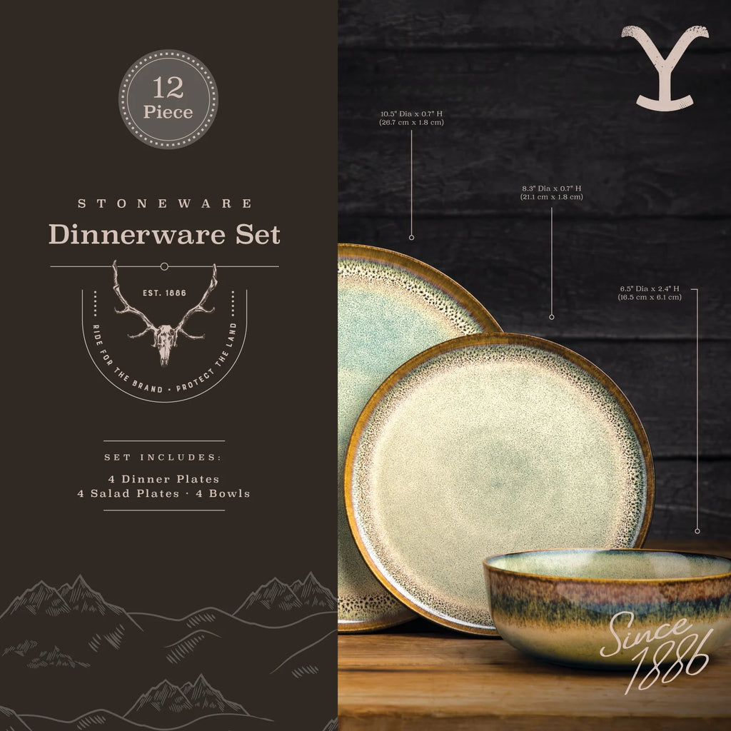 12-Piece Ceramic Dinnerware Set, Kayce Collection