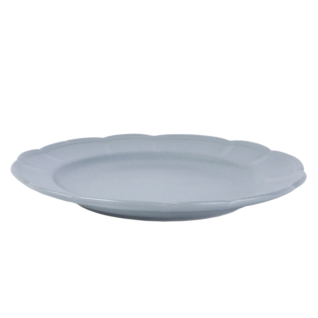 Scallop Stoneware Dinnerware 12 Piece Set Cornflower Blue by Drew